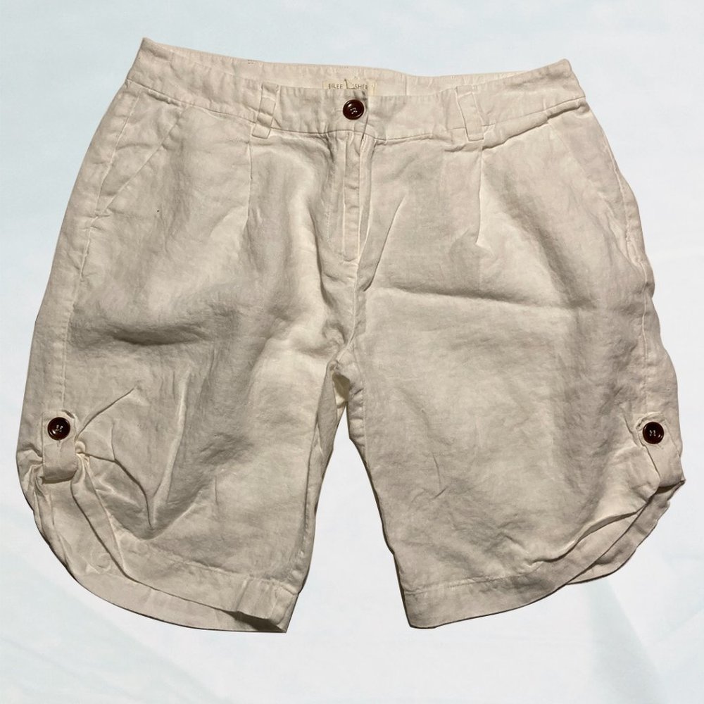 Eileen Fisher White 100% Organic Linen Shorts Size 4